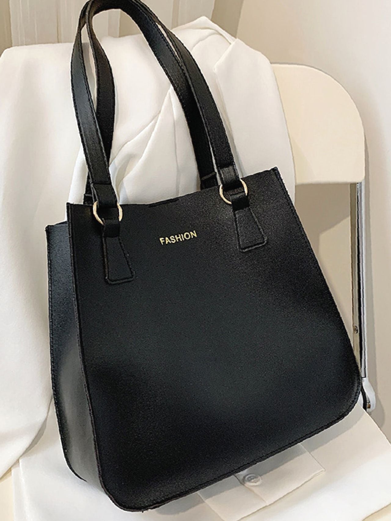 Maxct - Letter Graphic Shoulder Tote Bag with Inner Pouch  - Women Tote Bags