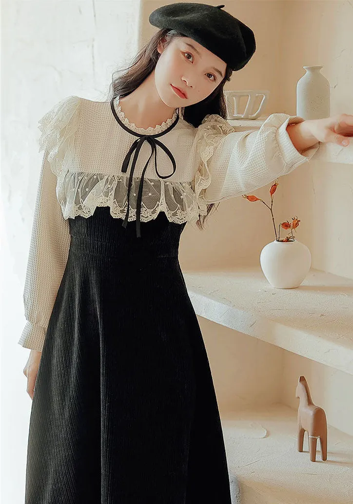Square Lace High Neck Sweater Dress Maxct