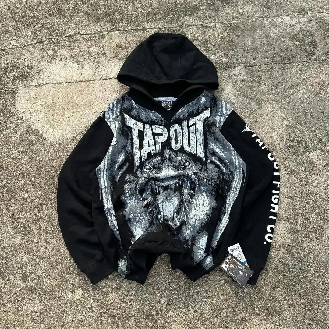 Maxct 90s Streetwear Woman Hoodie Goth Vintage Hoodies Y2K Grunge Graphic Long Sleeve Hooded Sweatshirt Harajuku Japanese Aesthetic Korean Korean