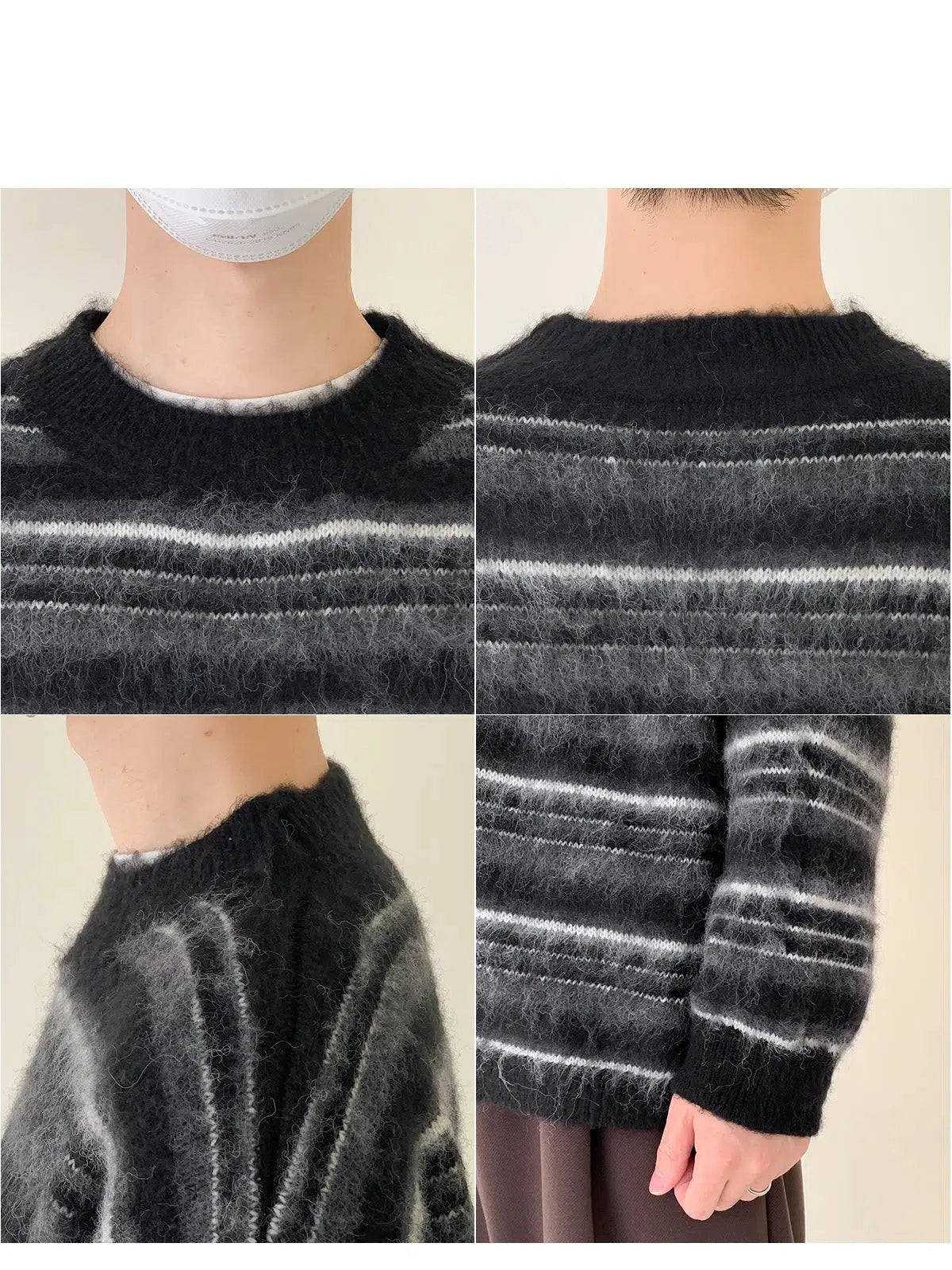 Maxct Mohair Round Neck Striped Sweater