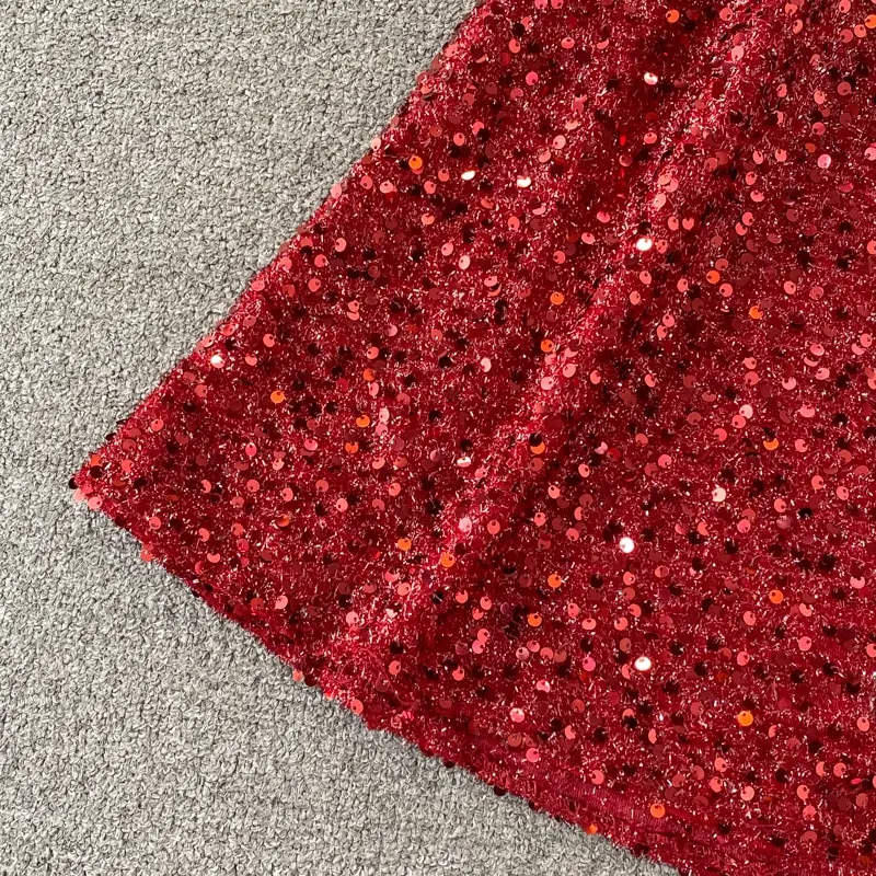 Sequins Party Maxi Dress For Women Sexy V-Neck Short Sleeve High Waist Tassel Long Robe Female Elegant Vestidos