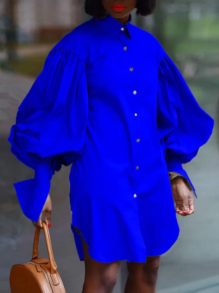 Ruched Puff Sleeve Mini Dress Maxct