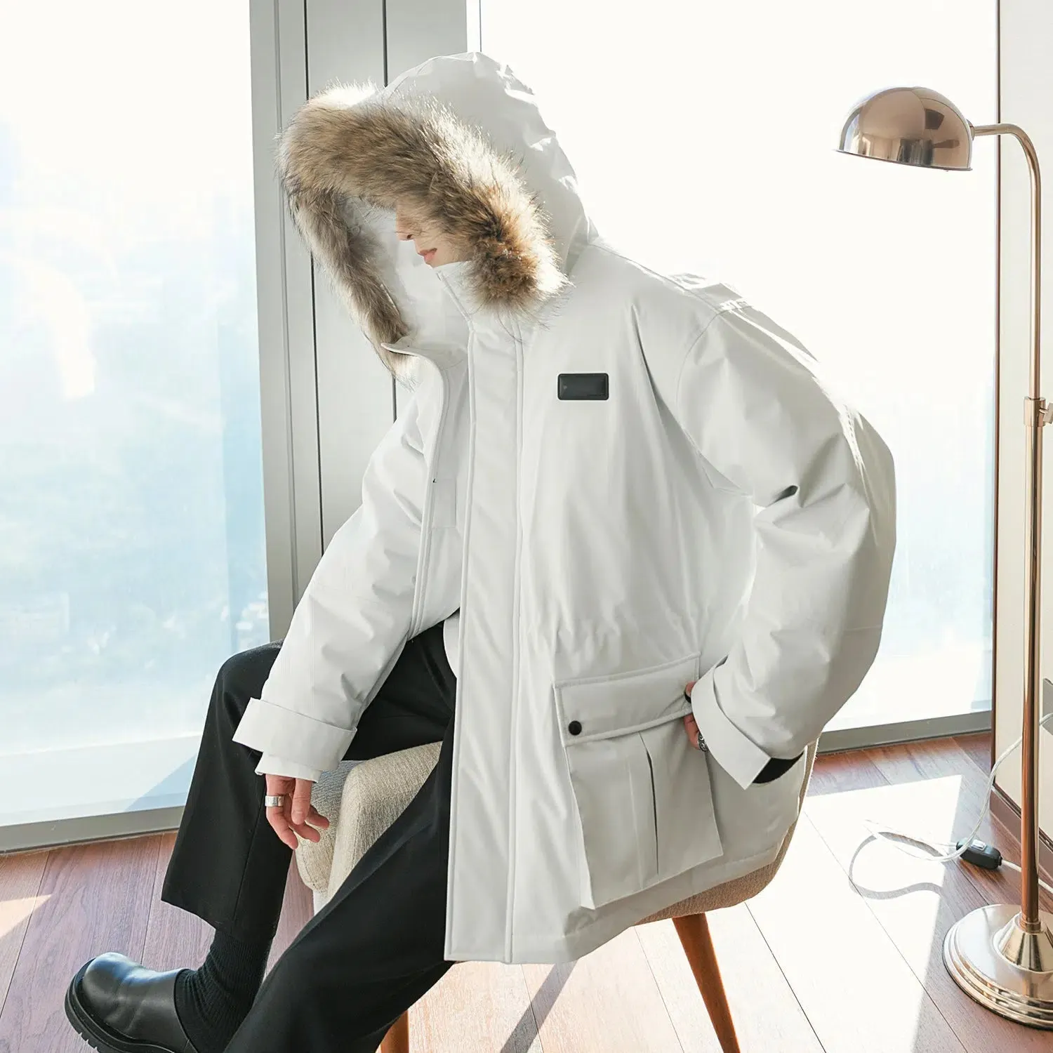 Maxct Fur Collar Velcro Ski Jacket