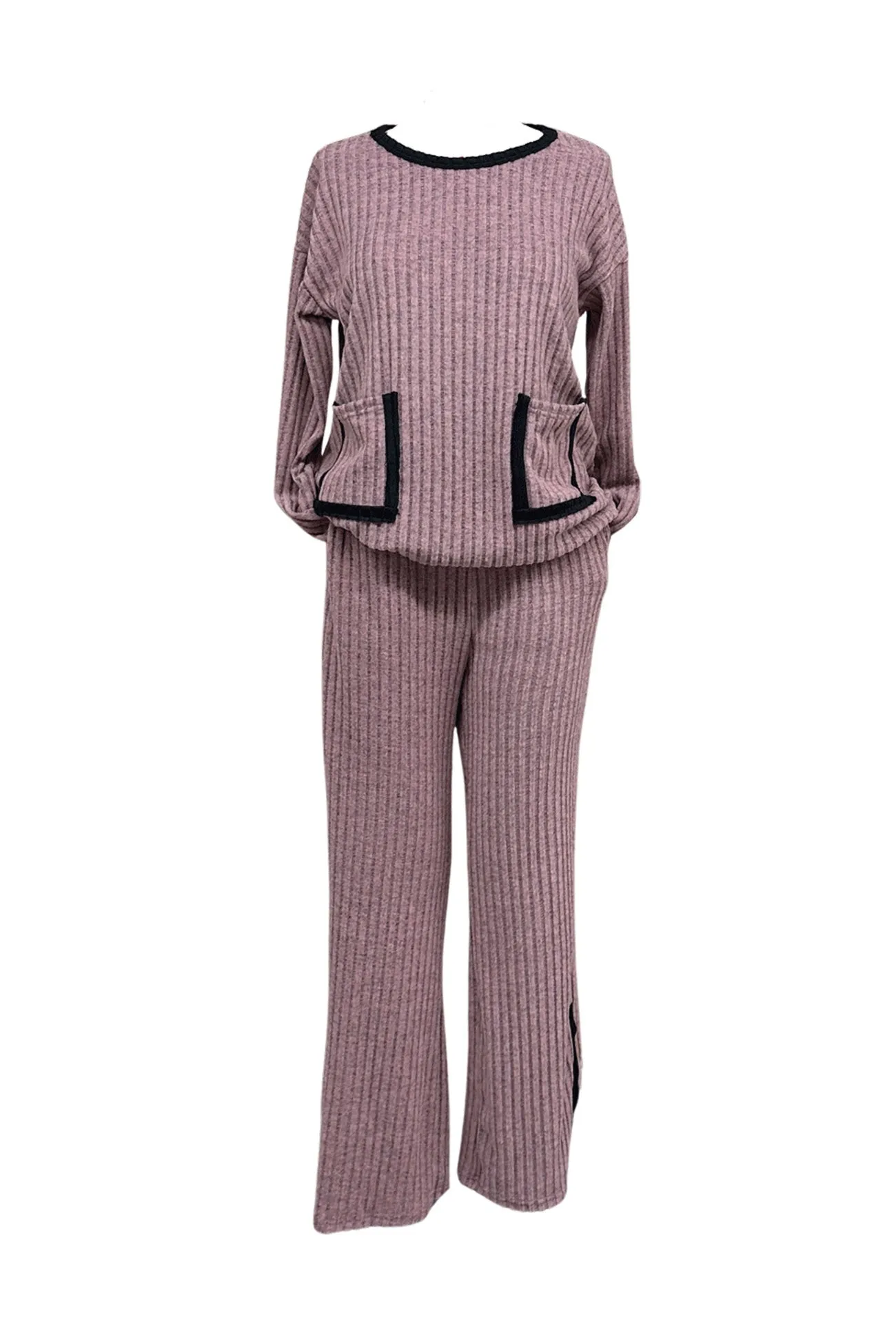 Maxct Contrast Pocket Drop Shoulder Pants Two Piece Set
