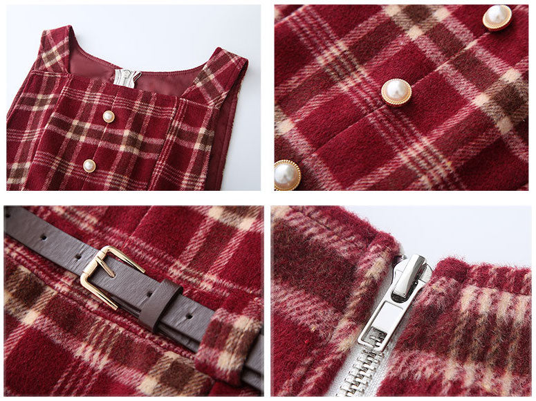 Holiday Plaid Pinafore Midi Dress Maxct