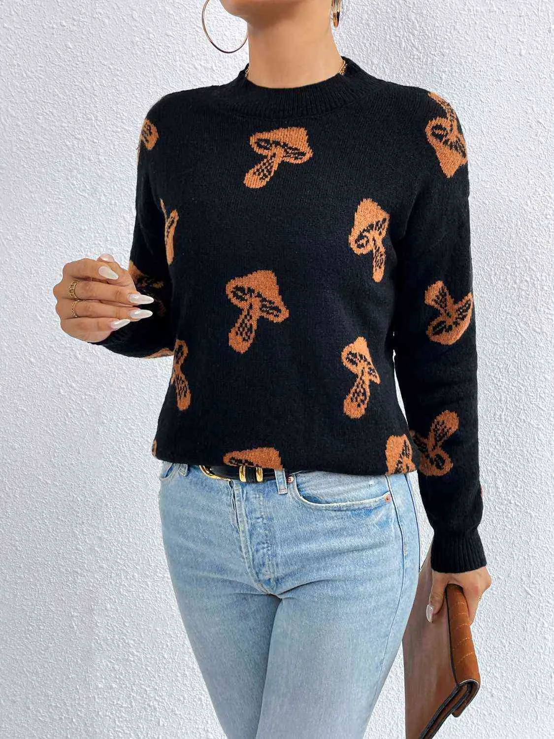 Maxct &Patterned Drop Shoulder Sweater