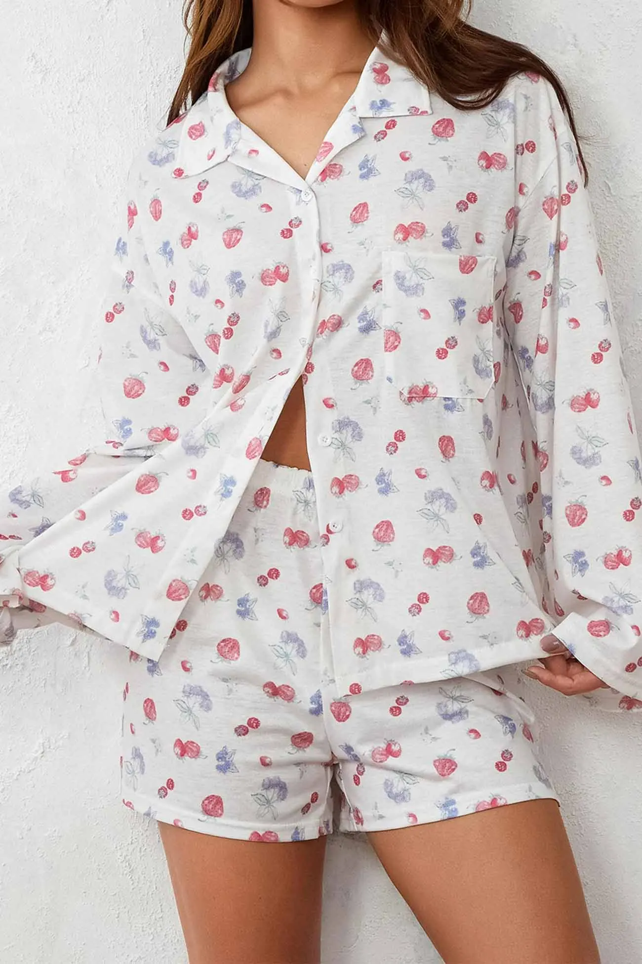 Maxct Printed Long Sleeves Button Shirt Shorts Set