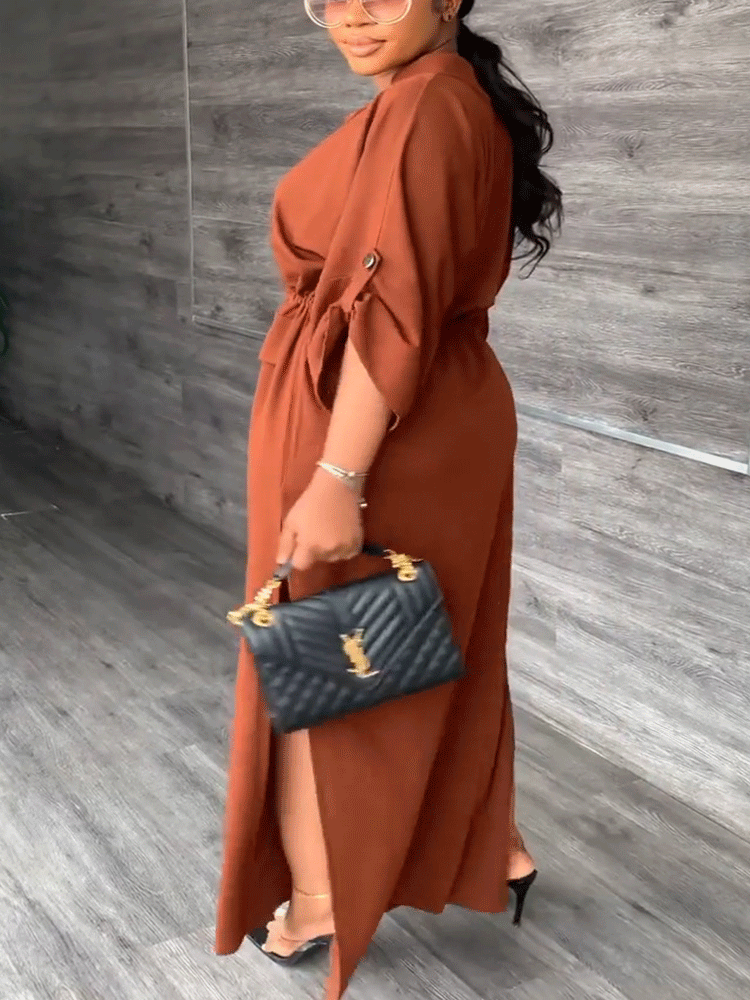 V Neck Waist Maxi Dress Maxct