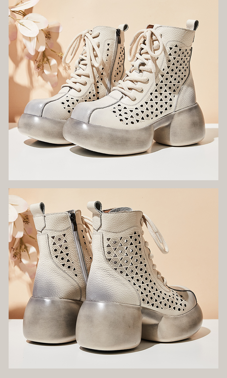 Platform Genuine Leather Ankle Boots for Women