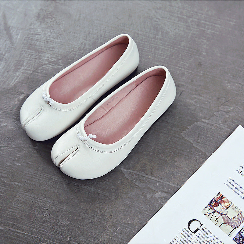 Women's Calf Casual Flats Split Toe Loafers Light Brown/Khaki/Silver/Beige/Black Maxct - Image 13