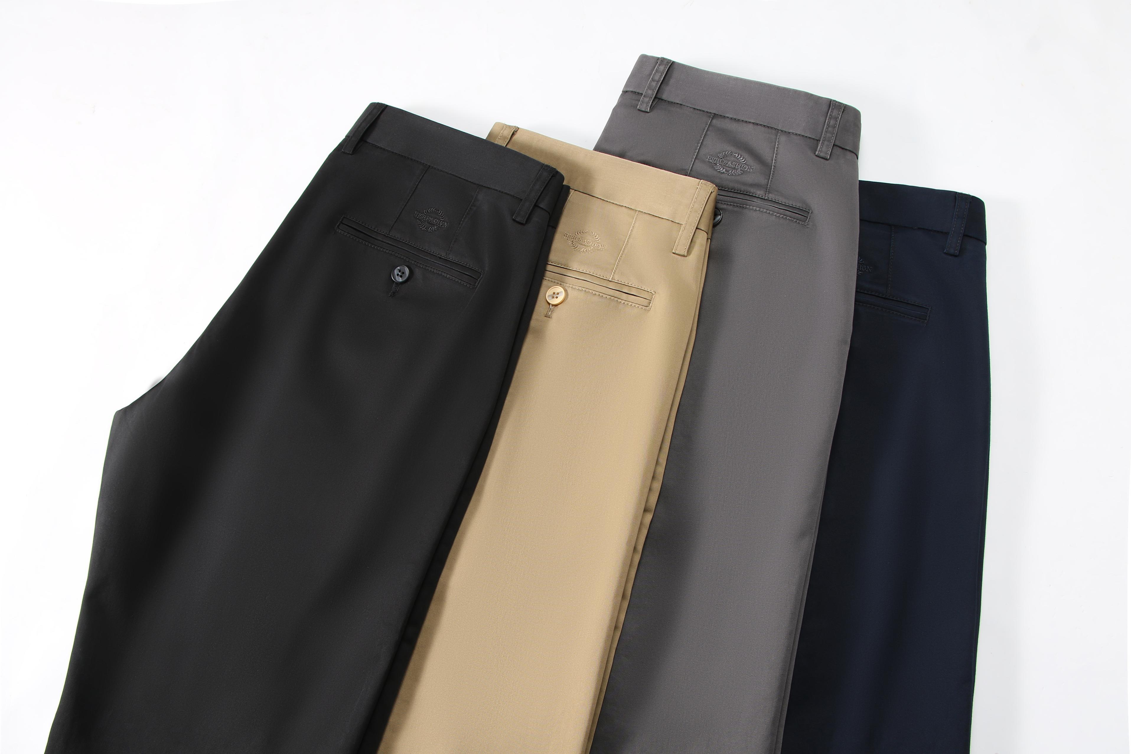 Classic Design Dress Pants, Men's Semi-formal Embroidery Stretch Dress Pants For Fall Winter Business