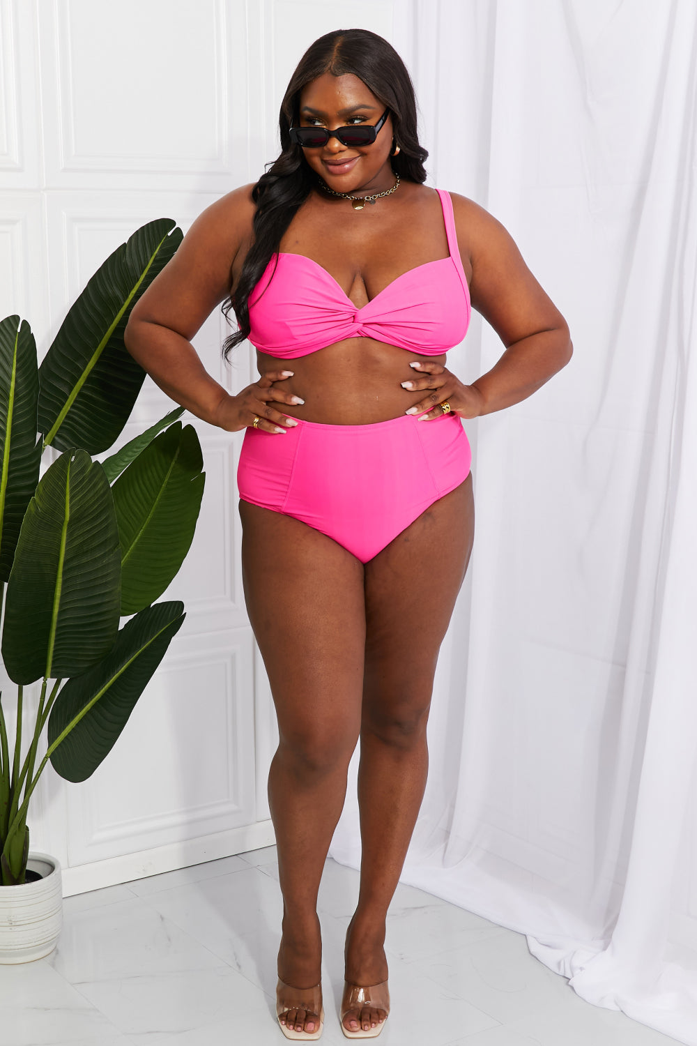 Maxct &Marina West Swim Take A Dip Twist High-Rise Bikini in Pink