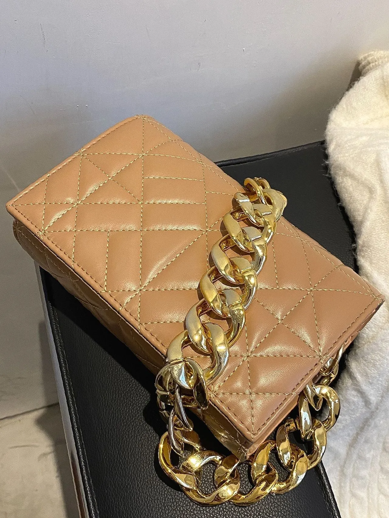 Bag For Love - Quilted Chain Square Bag  - Women Maxct Bags