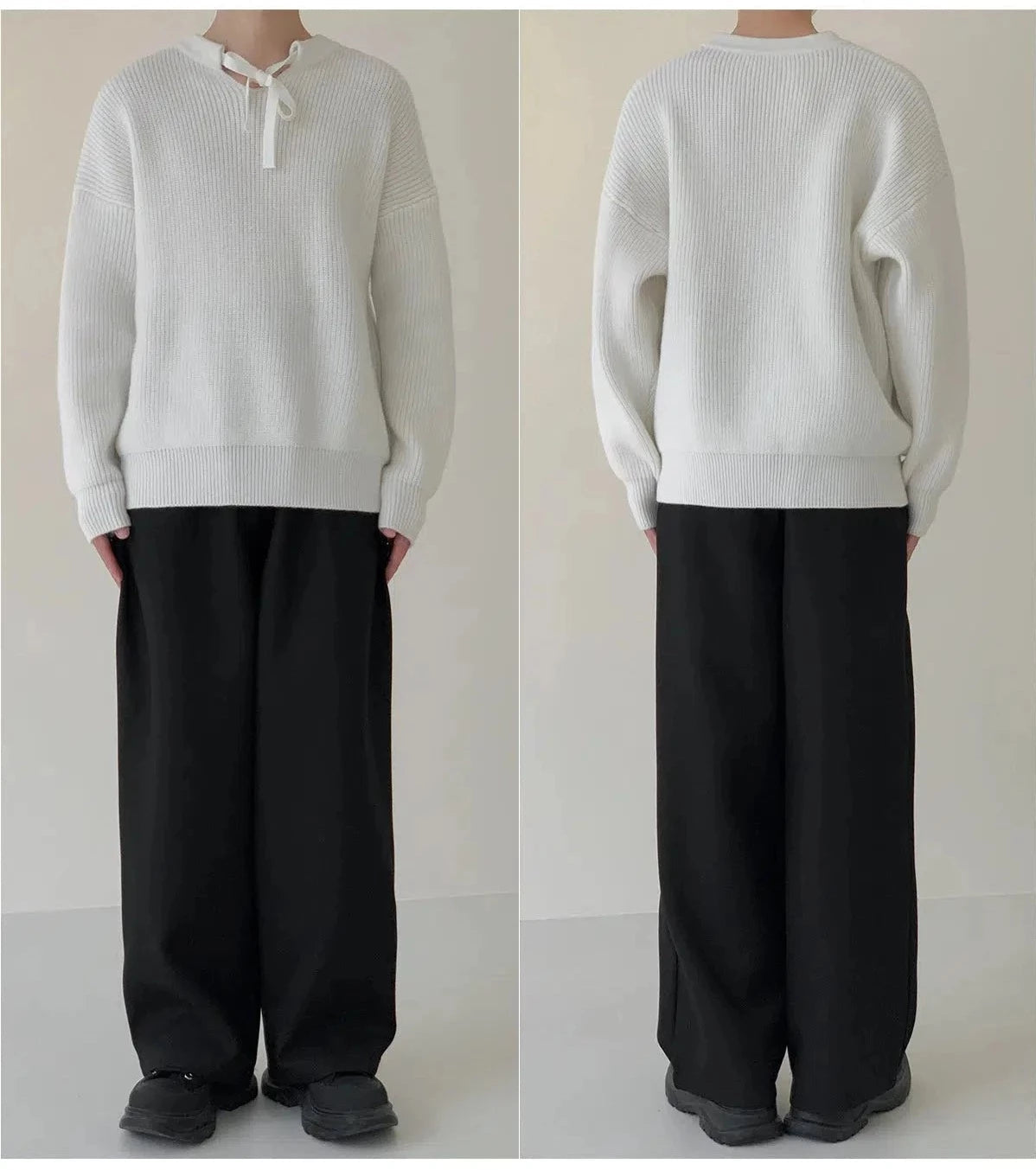 Maxct Lace-up Knitted Pullover Sweater