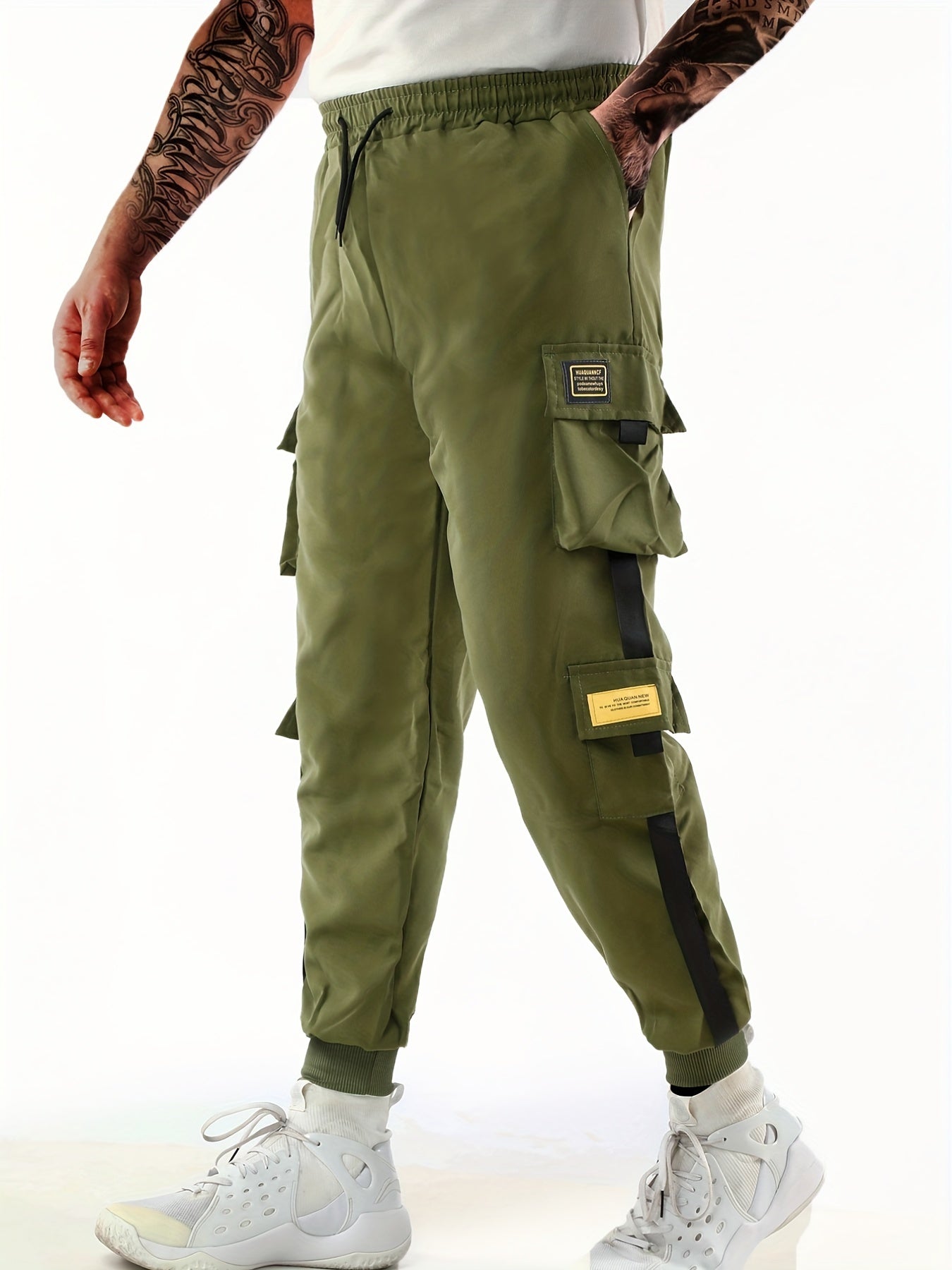 Maxct Classic Design Multi Flap Pockets Cargo Pants, Men's Casual Techwear Drawstring Cargo Pants Hip Hop Joggers For Autumn Summer Outdoor