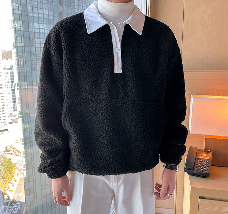 Maxct 6348 Fleece Two Tone Collar Shirt Sweater
