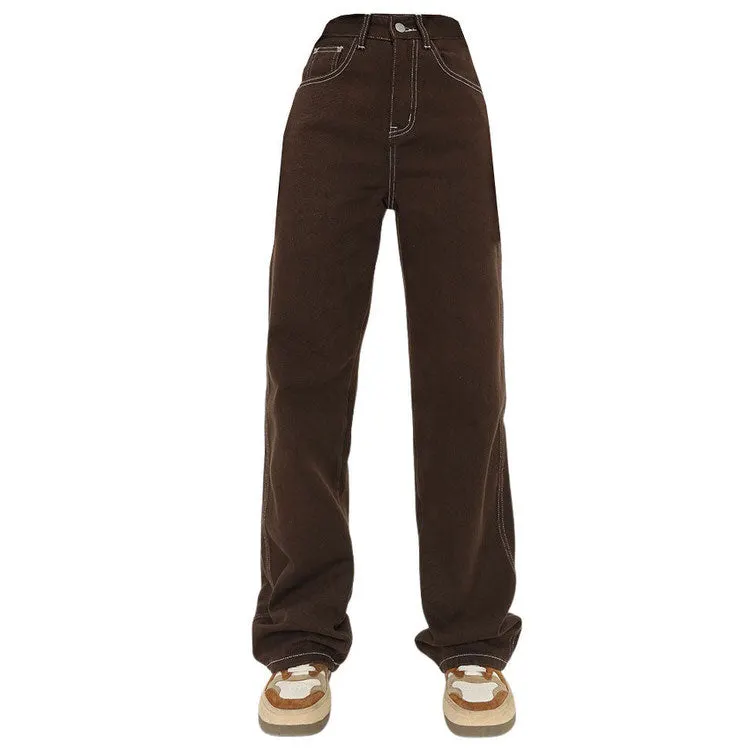 Heart Embroidery Brown Wide Jeans Maxct