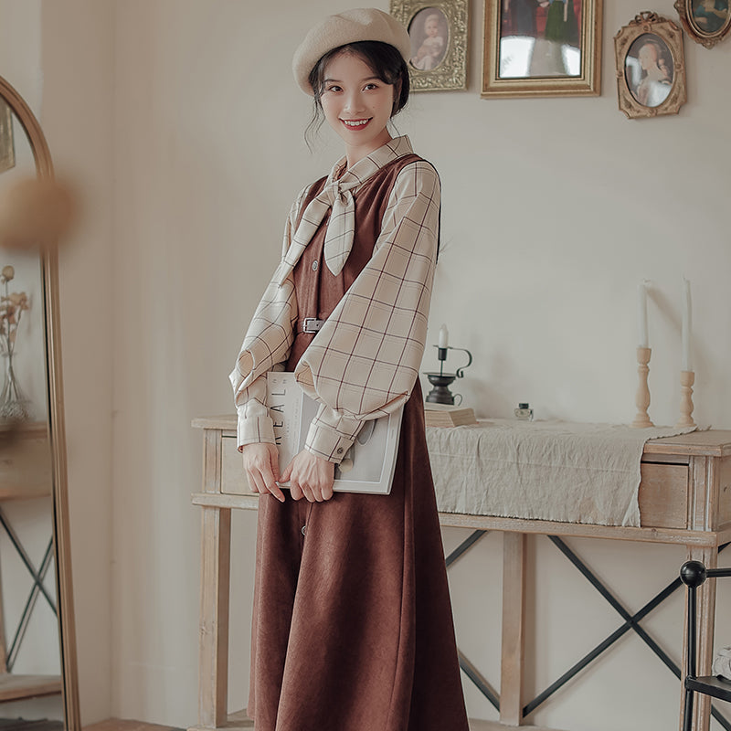 Button Up Suede Pinafore Dress Maxct