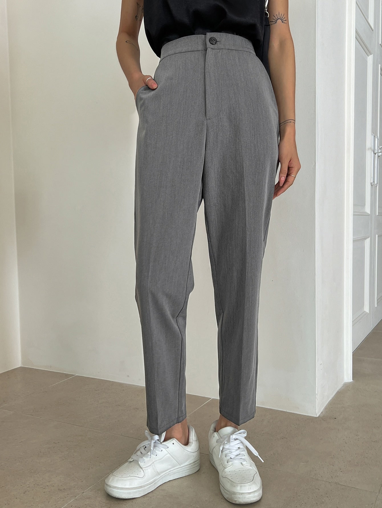 Maxct Solid High Waist Tailored Pants