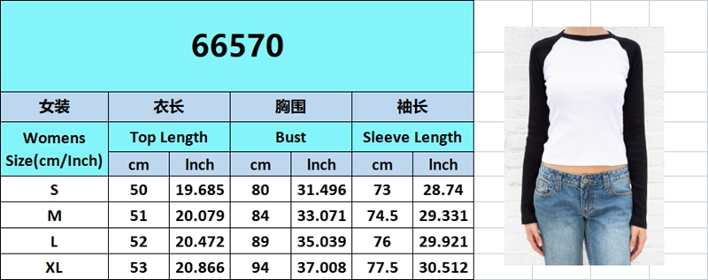 90s Vintage Grunge T-shirt Y2K Retro Cute Crop Top Autumn Contrast Patchwork Long Sleeve Slim Basic Sweats Tees Simple Clothes