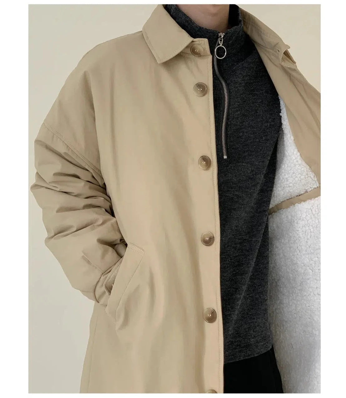 Maxct Lamb Wool Lining Quilted Windbreaker Jacket