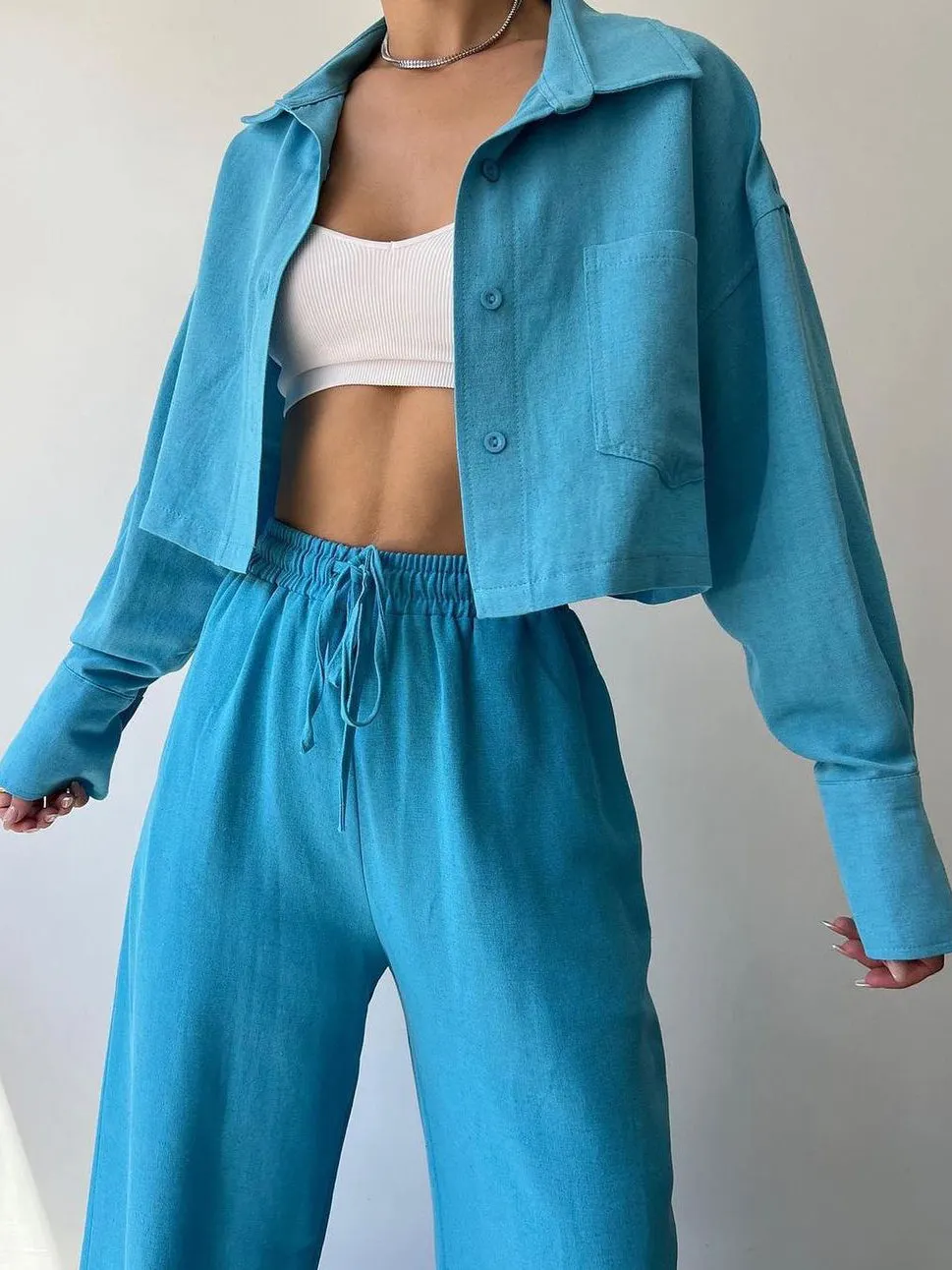 Maxct Collared Drawstring Two Piece Pants Set - Image 9