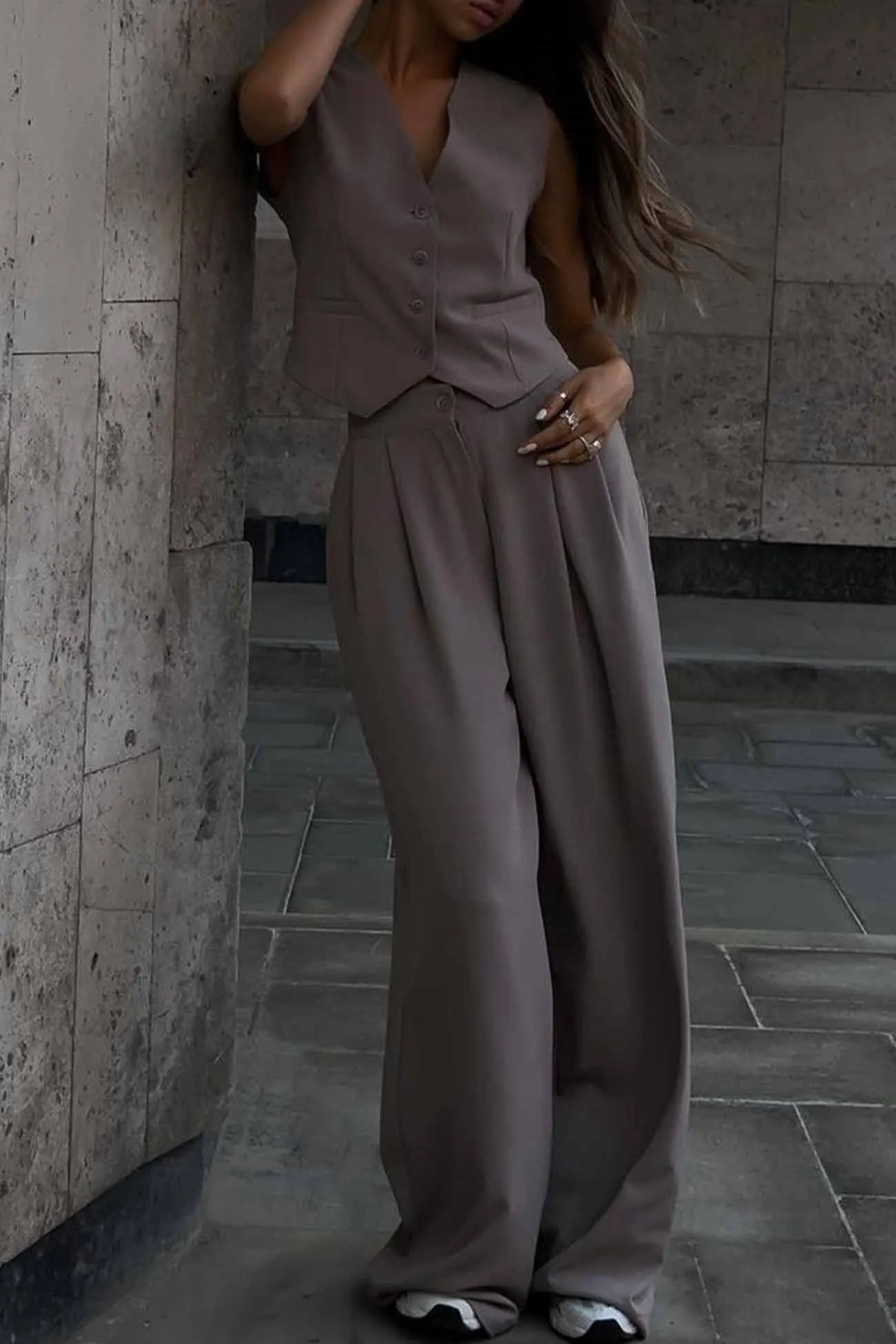 Maxct-Sleeveless Vest Top Long Pants Two-Piece Set