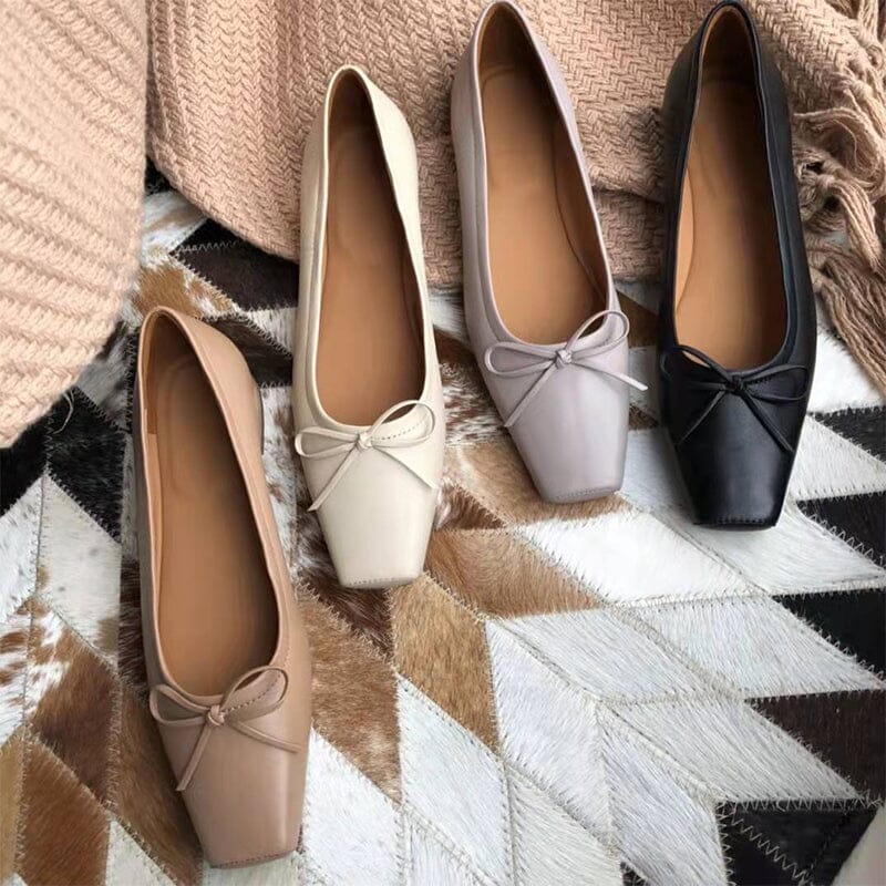 Square Toe Bowknots Dress Shoes Ballerina Flats Maxct