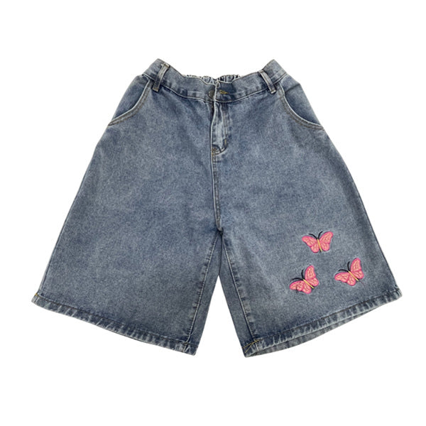 Butterfly Embroidery Denim Shorts Maxct