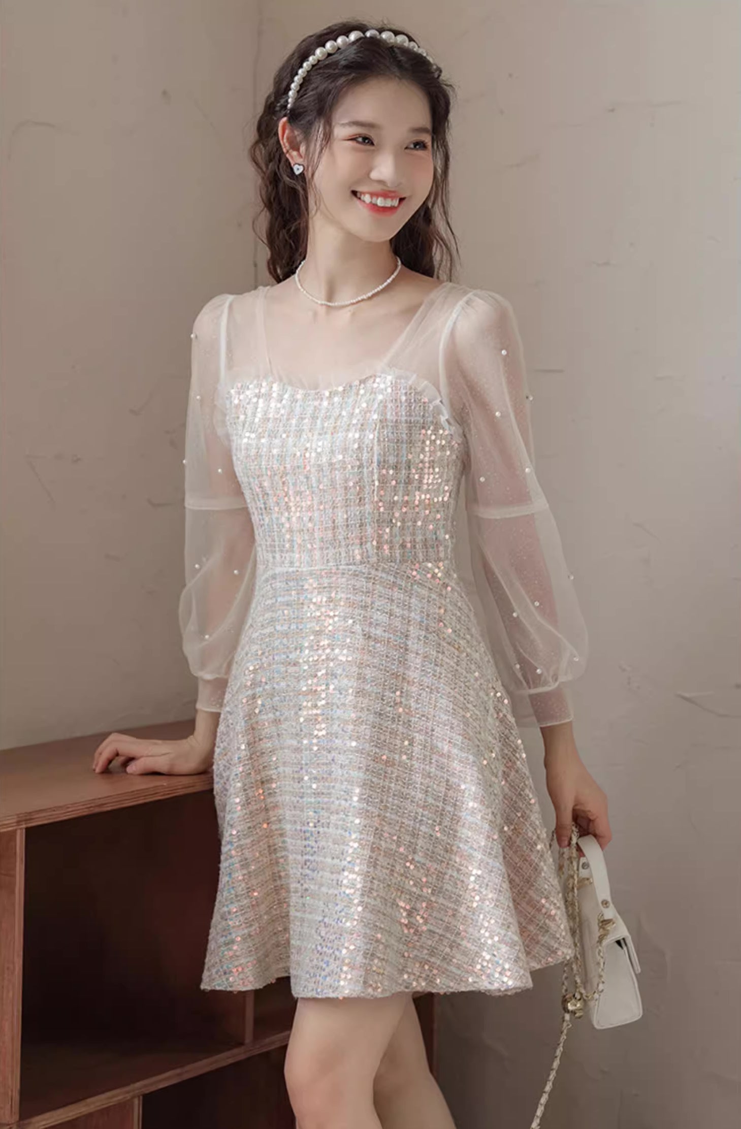 Daytime Sequin Tweed Mini Dress Maxct