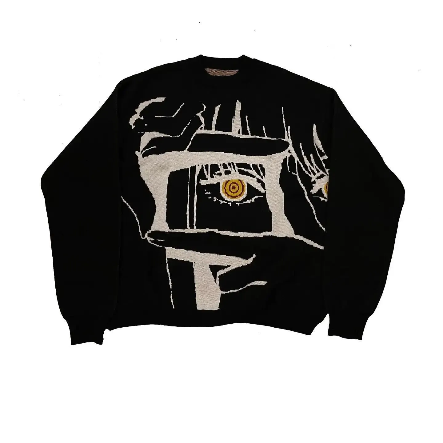 Maxct traf y2k Women's sweater pullover sweatshirt long sleeve winter vintage print pattern clothes hip hop oversize back school fit