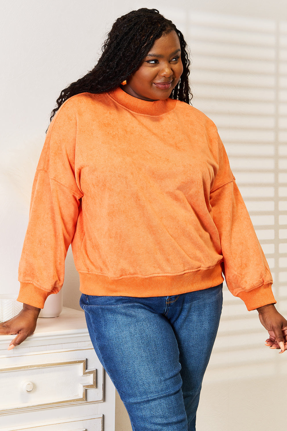 Maxct &Basic Bae Round Neck Dropped Shoulder Sweatshirt