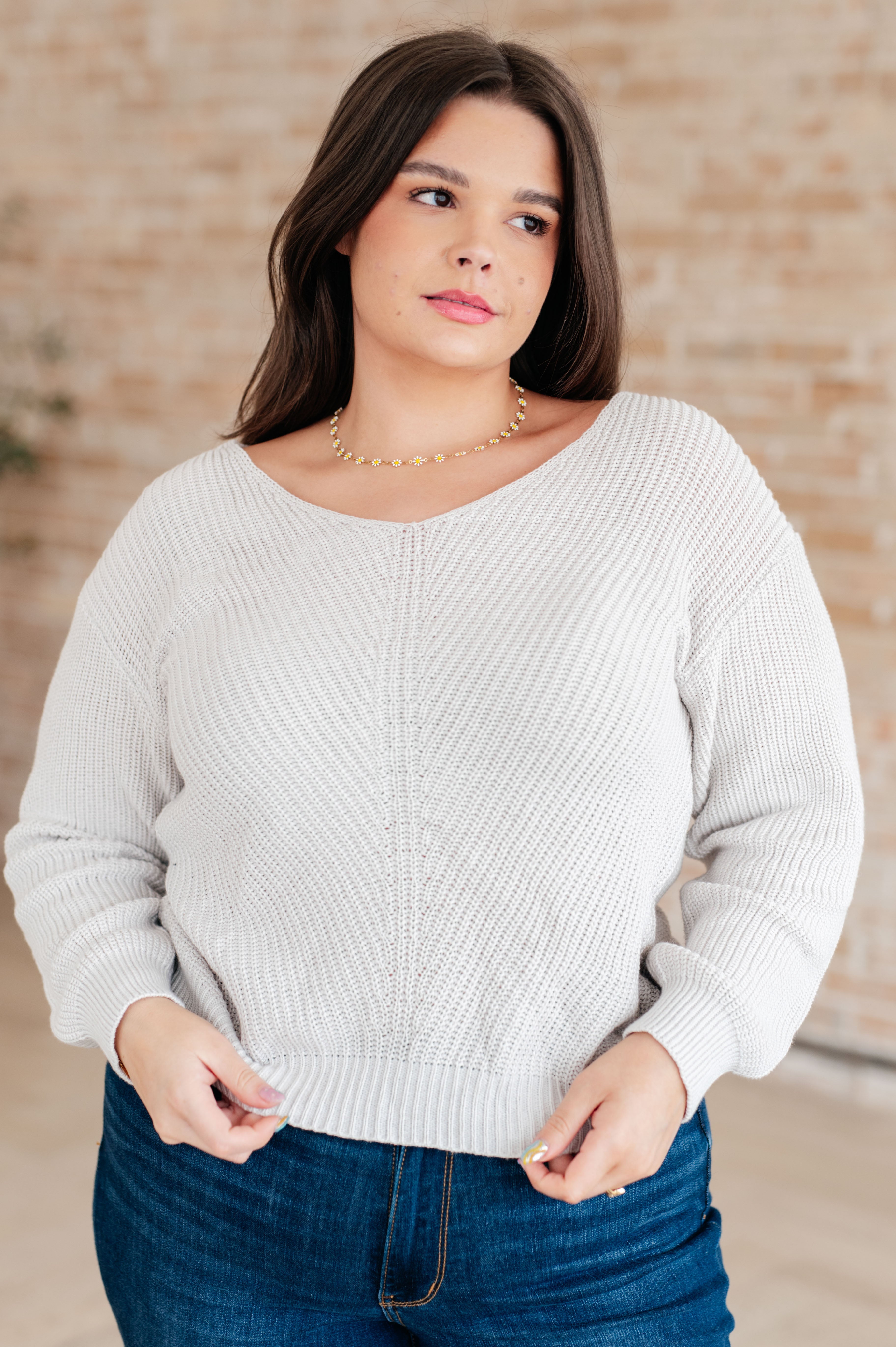 Maxct &Told You So Ribbed Knit V Neck Sweater