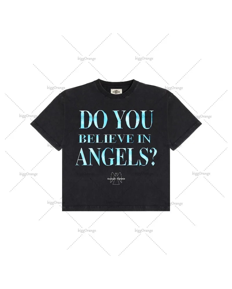 Maxct Y2k Harajuku round neck T-shirt fashion printed street top summer American high street oversized loose cotton men short sleeves