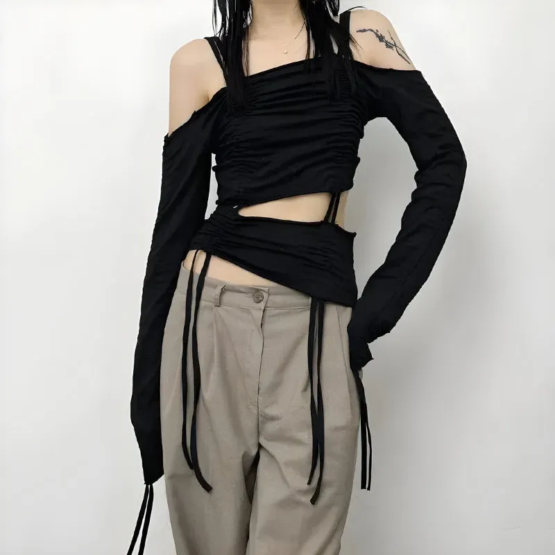 Maxct &Cut-Out Ruched Long Sleeve Top