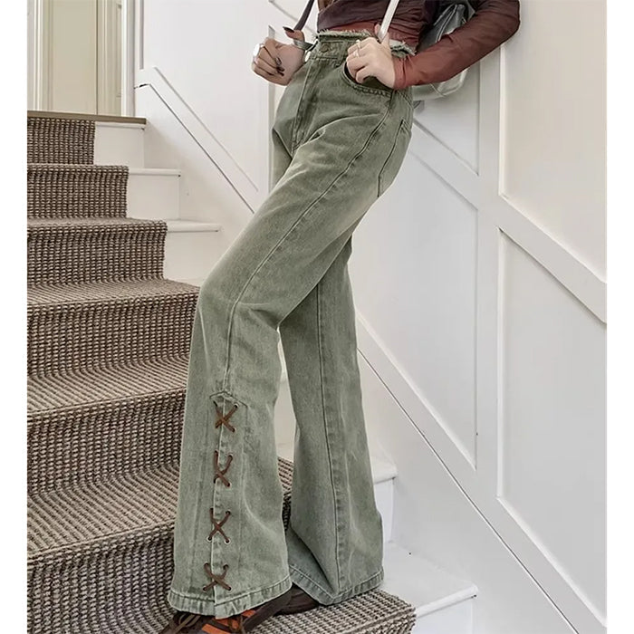 Fairy Grunge Lace Up Jeans Maxct