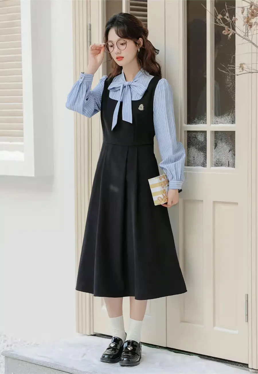 Stripe Academia Twofer Midi Dress Maxct