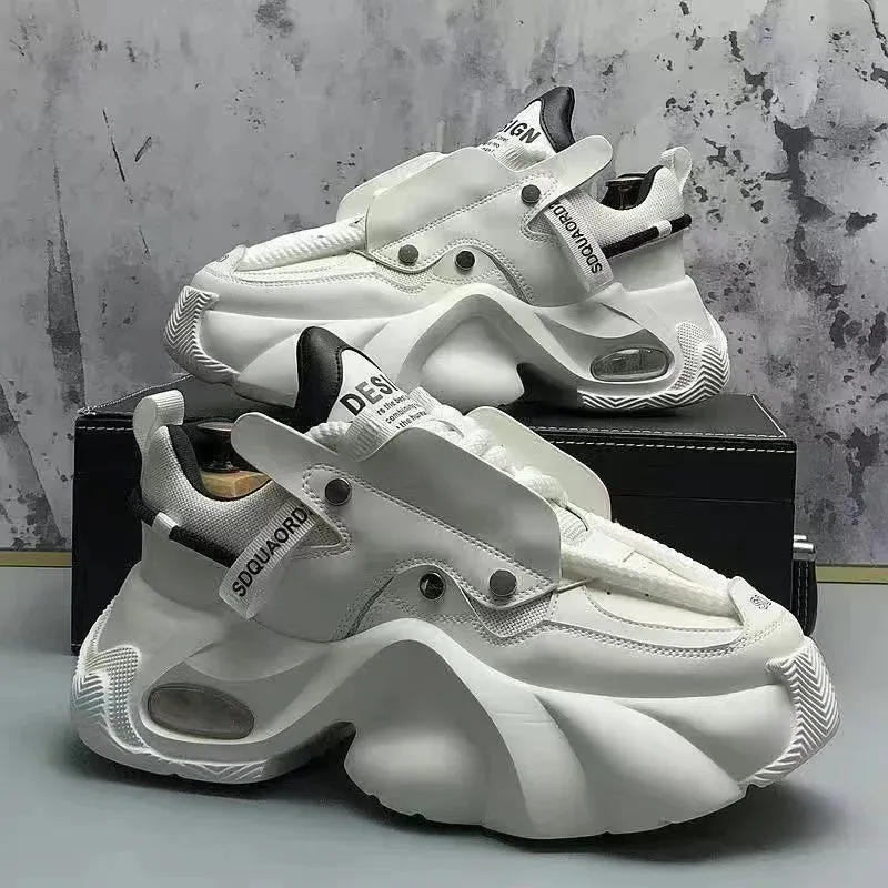 Microfiber Leather Upper Increased Platform Stylish Sneakers Maxct