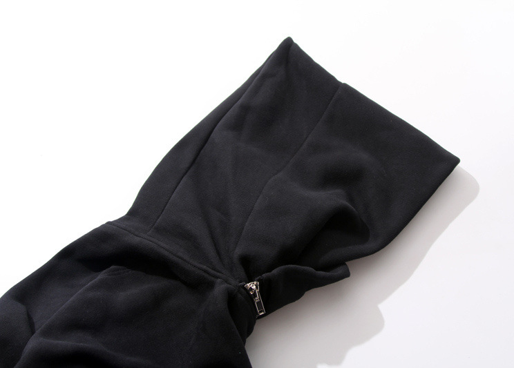 Men Women Full Zipper Harajuku Black Hoodie - true deals club