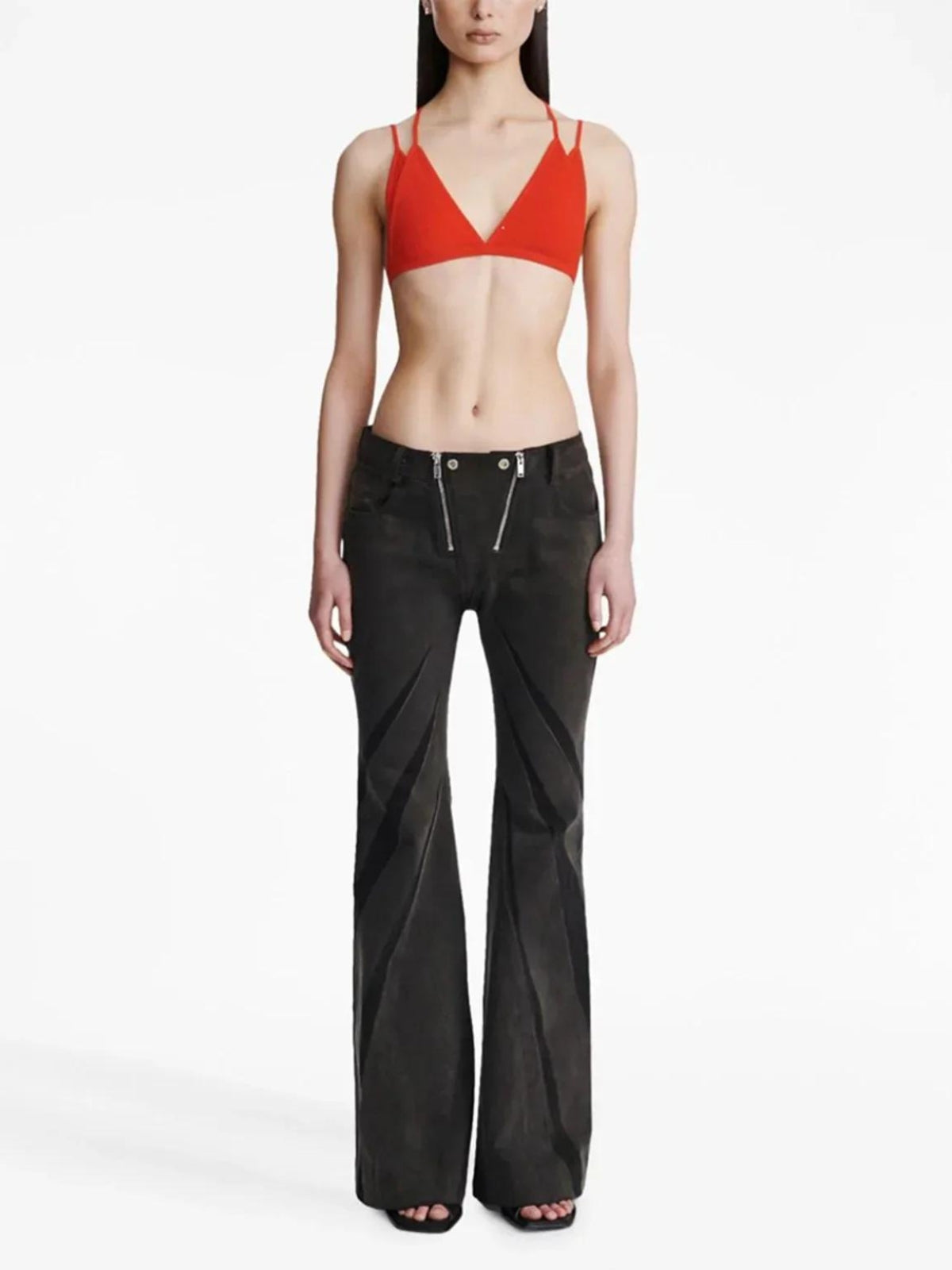 Maxct &Black Denim Tube Top & Patch Jeans Two Piece Set