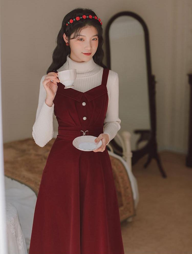 Corduroy Pearl Cami Midi Dress Maxct