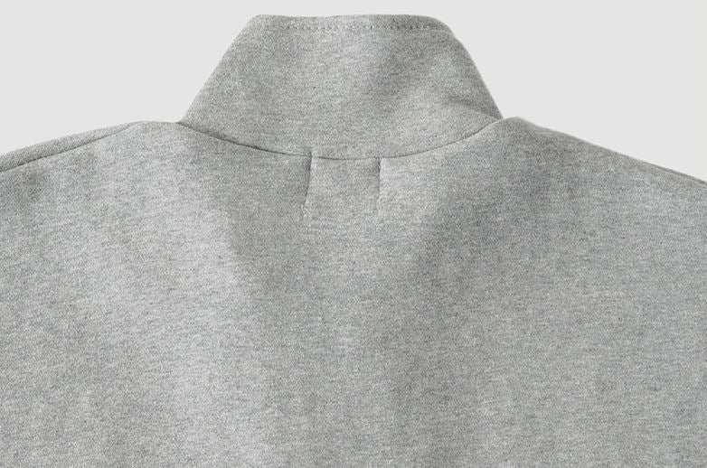 Maxct 4460 Gray Stand Collar Half Zip-Up Sweater