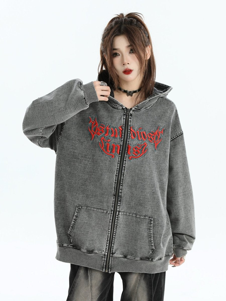 Maxct [Insstudios] Gothic Letter Logo Denim Jacket Na1631