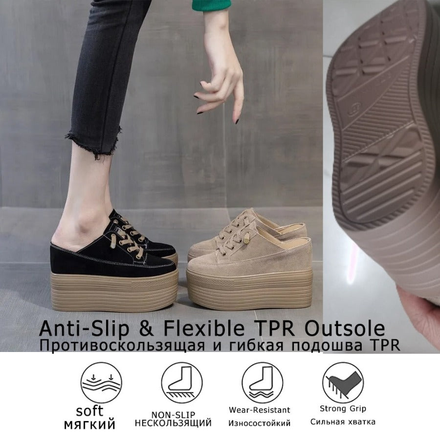 Platform Suede Slip-on Sneaker Sandals for Women Maxct
