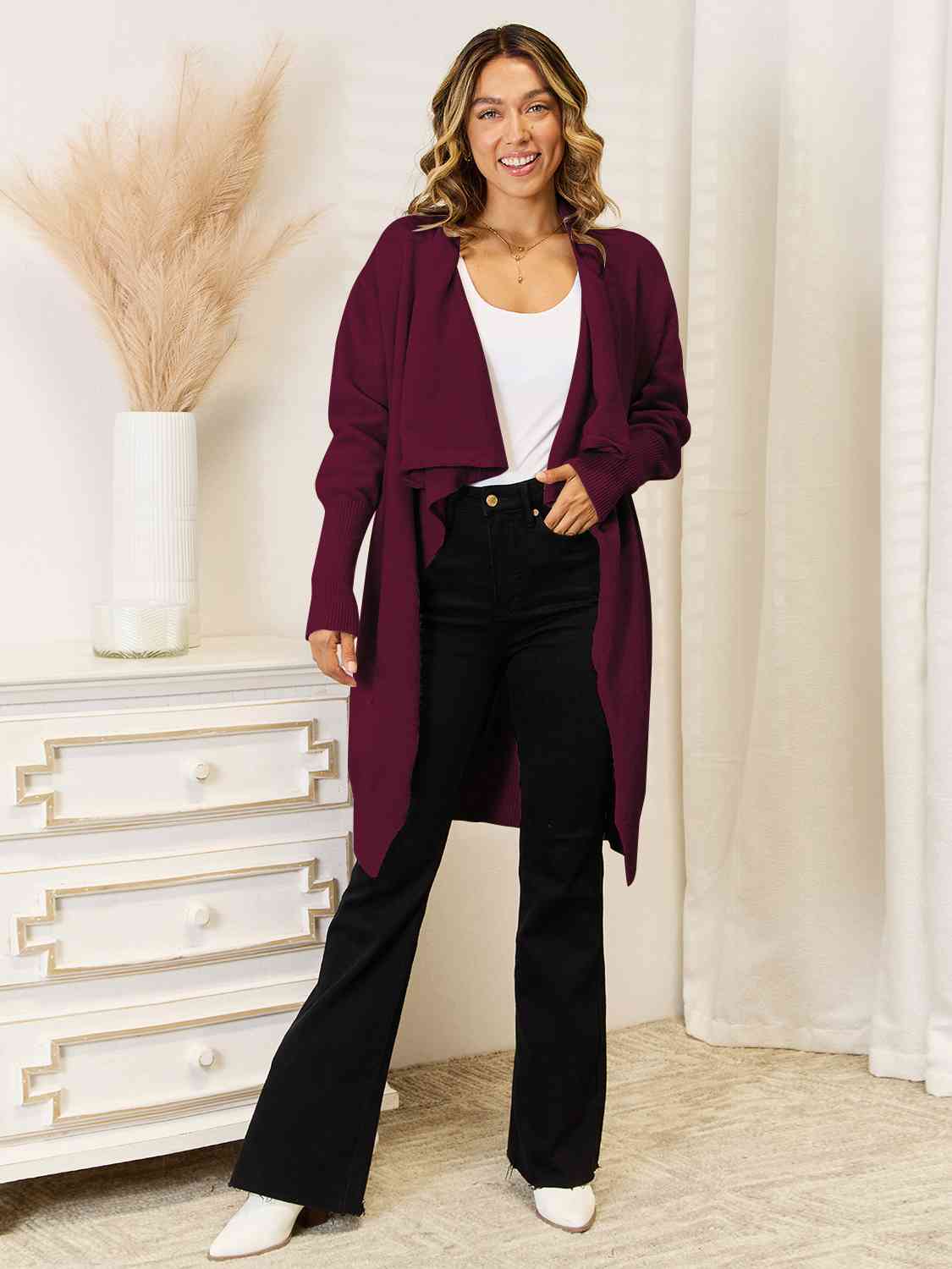 Maxct &Long Sleeve Open Front Longline Cardigan
