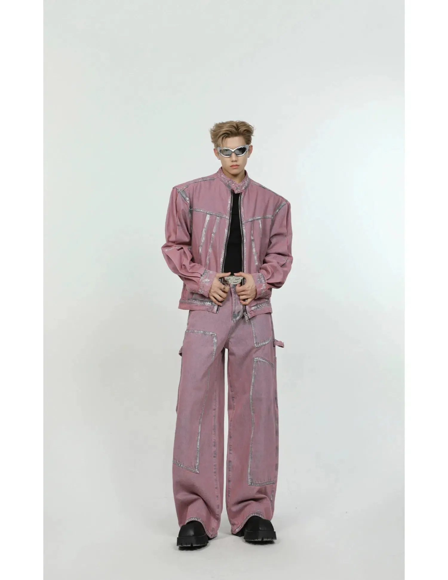 Maxct Pink Denim Jacket & Straight-leg Jeans