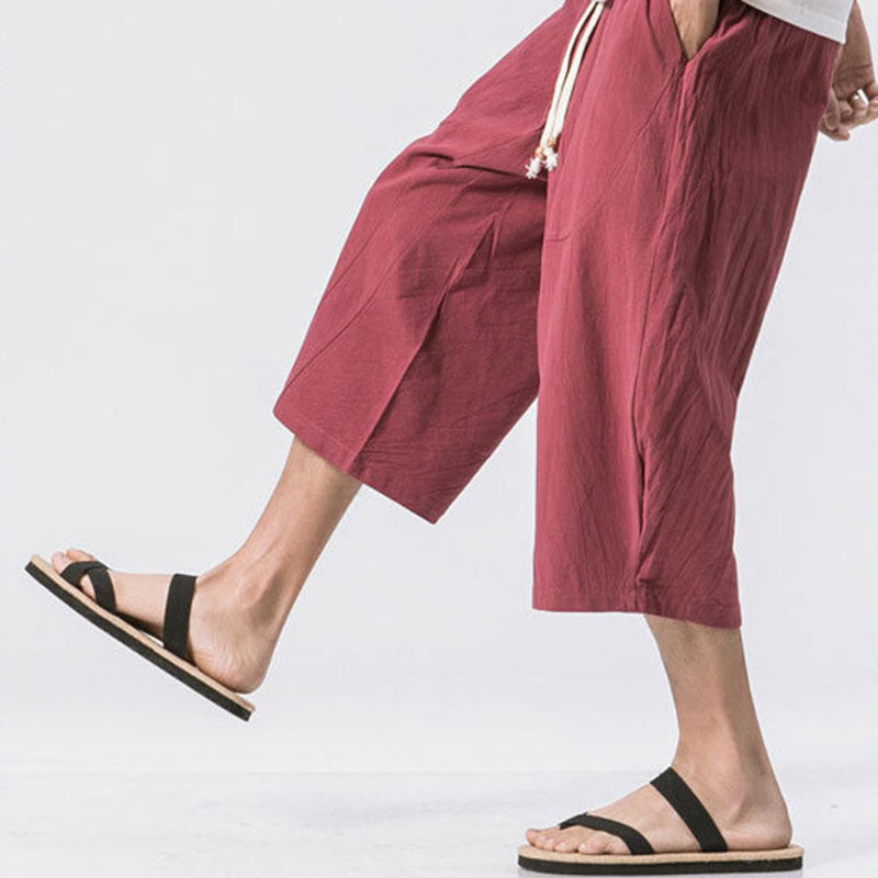 Maxct Cotton Linen Loose Harem Shorts