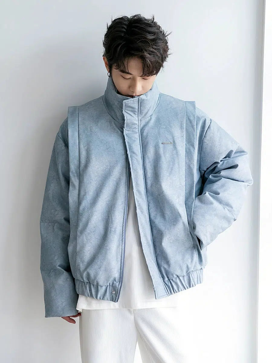 Maxct Stand Collar PU Leather Jacket