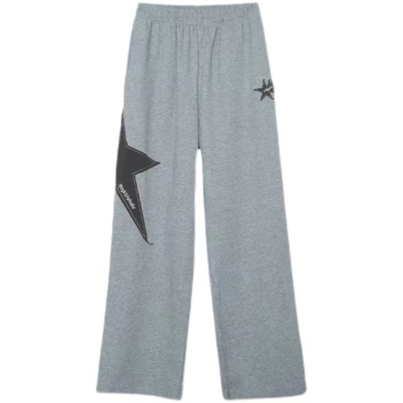 Maxct Star Patch Baggy Gray Sweatpants