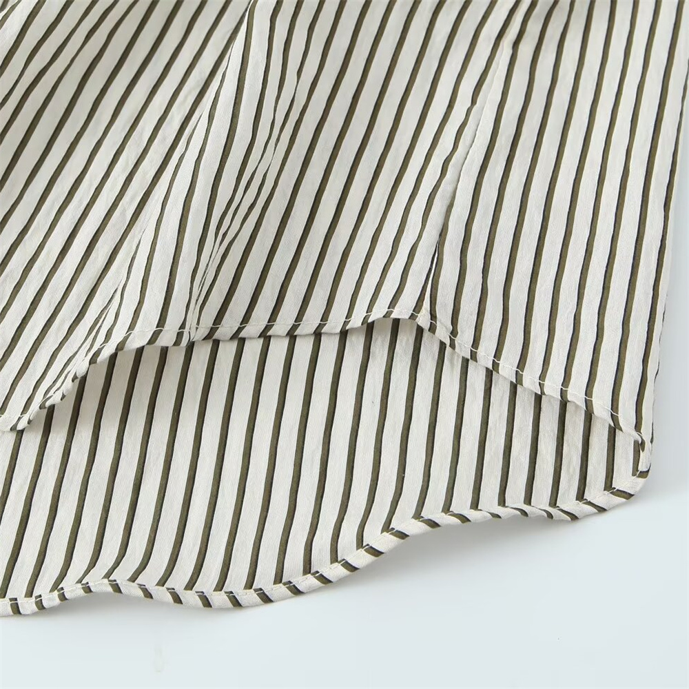 Autumn New Product Women's Fashion Temperament Striped Long Sleeve Flip Collar Simple Casual Shirt